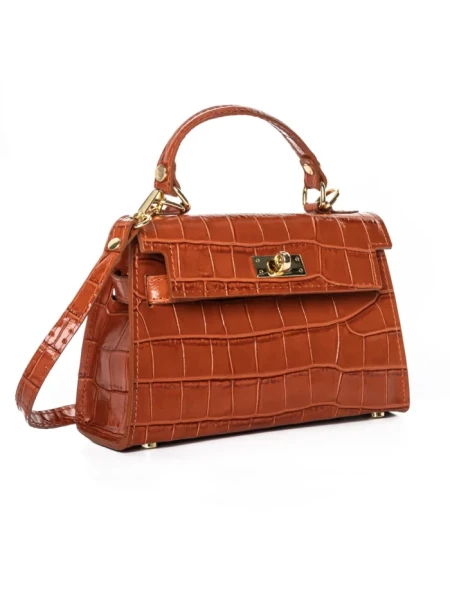 Geanta de mana din Piele Naturala GD46 Portocaliu | Forseti Genti Dama Din Piele Naturala GD46 ORANGE | FORSETI