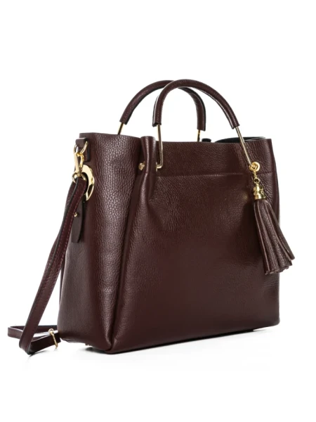 Geanta de mana din Piele Naturala GD47 Visiniu | Forseti Genti Dama Din Piele Naturala GD47 WINE | FORSETI