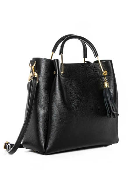 Geanta de mana din Piele Naturala GD47 Negru | Forseti Genti Dama Din Piele Naturala GD47 BLACK | FORSETI