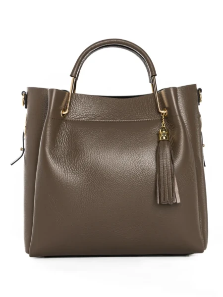 Geanta de mana din Piele Naturala GD47 Kaki | Forseti Genti Dama Din Piele Naturala GD47 KHAKI | FORSETI