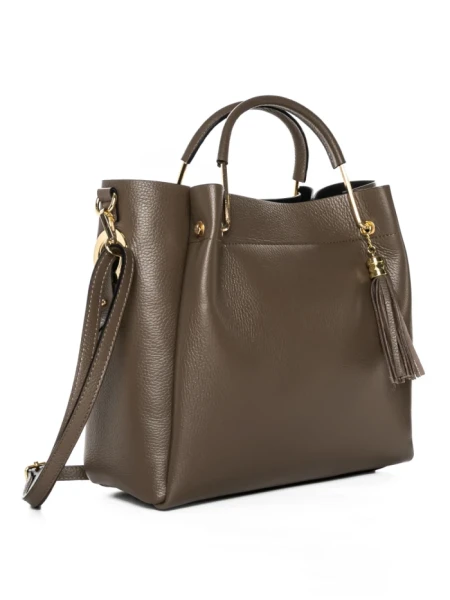 Geanta de mana din Piele Naturala GD47 Kaki | Forseti Genti Dama Din Piele Naturala GD47 KHAKI | FORSETI