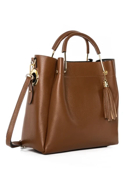 Geanta de mana din Piele Naturala GD47 Maro deschis | Forseti Genti Dama Din Piele Naturala GD47 CAMEL | FORSETI