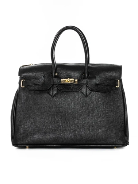 Geanta de mana din Piele Naturala GD48 Negru | Forseti Genti Dama Din Piele Naturala GD48 BLACK | FORSETI