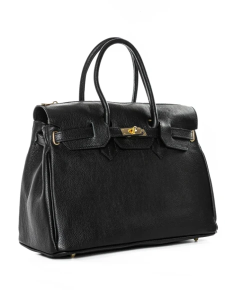 Geanta de mana din Piele Naturala GD48 Negru | Forseti Genti Dama Din Piele Naturala GD48 BLACK | FORSETI