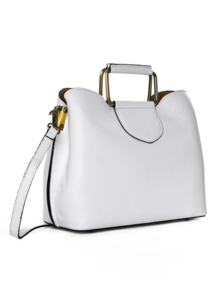 Geanta de mana din Piele Naturala GD52 Alb | Forseti Genti Dama Din Piele Naturala GD52 WHITE | FORSETI