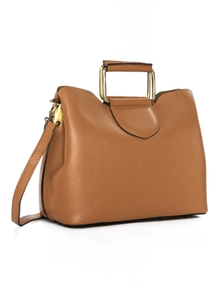 Geanta de mana din Piele Naturala GD52 Maro deschis | Forseti Genti Dama Din Piele Naturala GD52 CAMEL | FORSETI