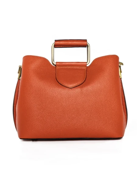 Geanta de mana din Piele Naturala GD52 Portocaliu | Forseti Genti Dama Din Piele Naturala GD52 ORANGE | FORSETI