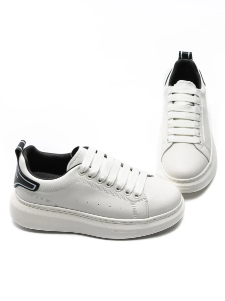 Pantofi Sport Barbati din piele naturala 3221 Alb-Negr... » Pantoful.Ro