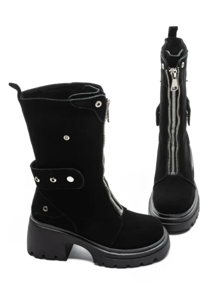 Ghete Dama din piele naturala 52AD5 BLACK | PANTOFUL