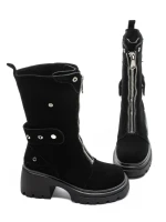 Ghete Dama din piele naturala 52AD5 BLACK | PANTOFUL