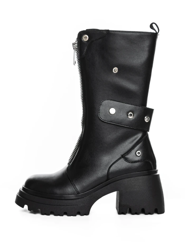 Ghete Dama din piele naturala 52AD5 BLACK | PANTOFUL