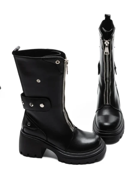 Ghete Dama din piele naturala 52AD5 BLACK | PANTOFUL