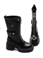 Ghete Dama din piele naturala 52AD5 BLACK | PANTOFUL