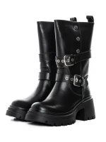 Ghete Dama din piele naturala 52AD11 BLACK | PANTOFUL