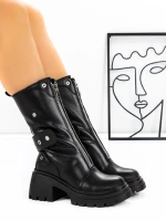 Ghete Dama din piele naturala 52AD5 Negru | Pantoful » Pantoful.ro