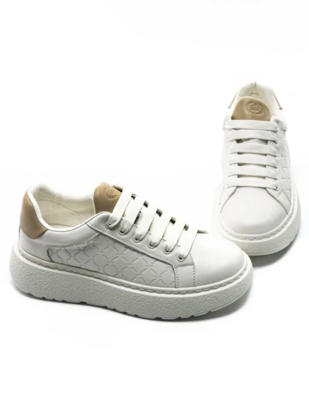 Pantofi Sport Barbati din piele naturala 5302 WHITE-APRICOT | ADVANCER