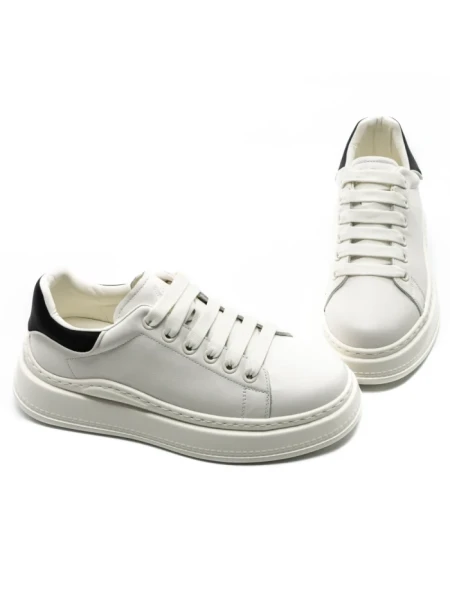 Pantofi Sport Barbati din piele naturala 88118X WHITE-BLACK | ADVANCER
