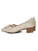 Pantofi cu toc din piele naturala 6885 CREAM | ADVANCER
