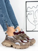 Pantofi Sport Dama din piele naturala Y5757-1 WINE | ADVANCER