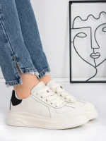 Pantofi Sport Dama din piele naturala FP26309 WHITE-BLACK | ADVANCER