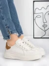 Pantofi Sport Dama din piele naturala FP26309 WHITE-APRICOT | ADVANCER