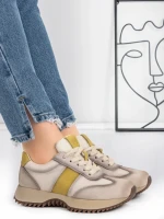 Pantofi Sport Dama din piele naturala KM3309 YELLOW | ADVANCER