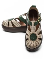 Sandale Dama din piele naturala 10682 CREAM-GREEN | ADVANCER