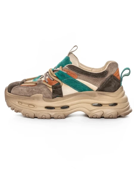 Pantofi Sport Dama din piele naturala HY2986 CREAM-GREEN | FRANCO GERARDO