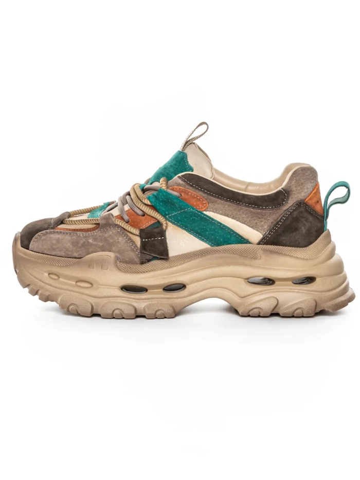 Pantofi Sport Dama din piele naturala HY2986 CREAM-GREEN | FRANCO GERARDO