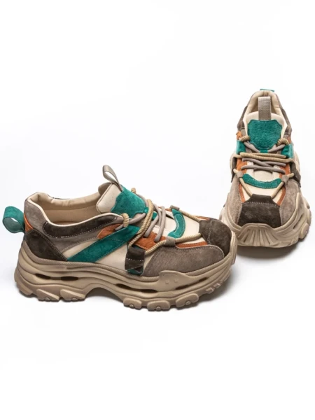 Pantofi Sport Dama din piele naturala HY2986 CREAM-GREEN | FRANCO GERARDO