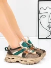 Pantofi Sport Dama din piele naturala HY2986 CREAM-GREEN | FRANCO GERARDO