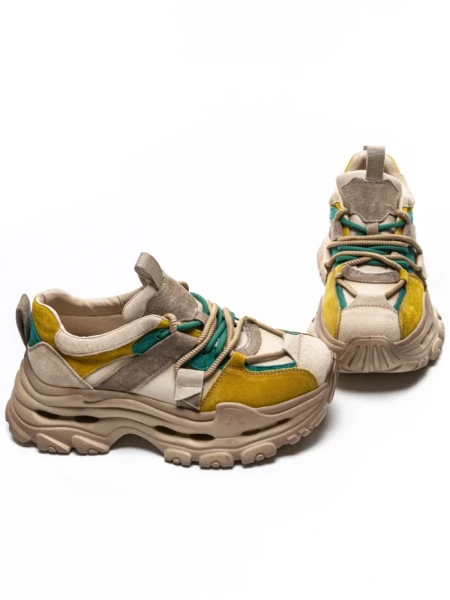 Pantofi Sport Dama din piele naturala HY2986 CREAM-GREY | FRANCO GERARDO