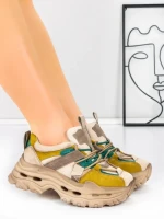 Pantofi Sport Dama din piele naturala HY2986 CREAM-GREY | FRANCO GERARDO