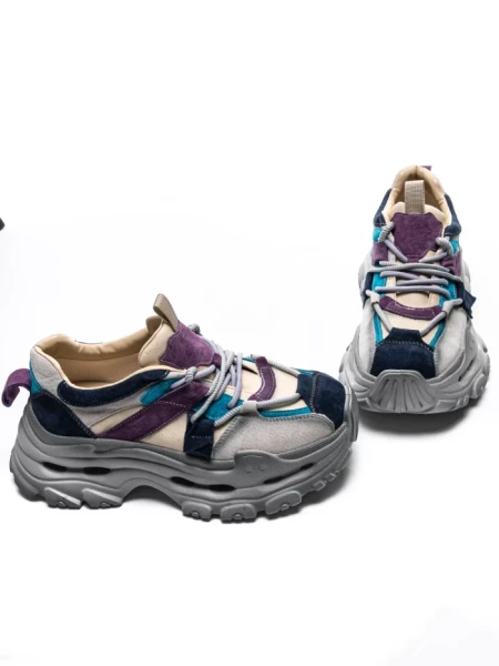 Pantofi Sport Dama din piele naturala HY2986 CREAM-PURPLE | FRANCO GERARDO