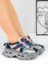 Pantofi Sport Dama din piele naturala HY2986 CREAM-PURPLE | FRANCO GERARDO