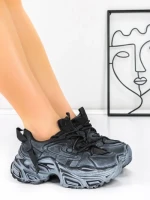 Pantofi Sport Dama din piele naturala 918-1 BLACK-GREY | FRANCO GERARDO