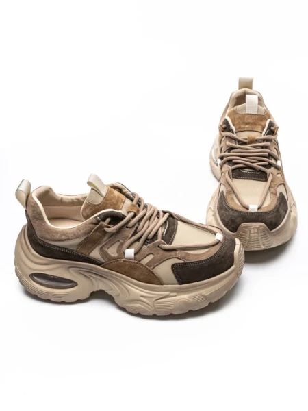 Pantofi Sport Dama din piele naturala HY2122 COFFEE-YELLOW | FRANCO GERARDO