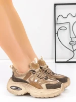 Pantofi Sport Dama din piele naturala HY2122 COFFEE-YELLOW | FRANCO GERARDO