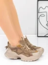 Pantofi Sport Dama din piele naturala 7110 KHAKI-CREAM | FRANCO GERARDO