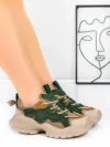 Pantofi Sport Dama din piele naturala 7110 GREEN-CREAM | FRANCO GERARDO