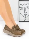 Pantofi Casual Dama din piele naturala 16-7 KHAKI | FRANCO GERARDO