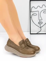 Pantofi Casual Dama din piele naturala 16-7 KHAKI | FRANCO GERARDO
