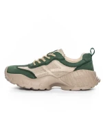 Pantofi Sport Dama din piele naturala 7109 GREEN-CREAM | FRANCO GERARDO