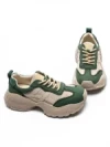 Pantofi Sport Dama din piele naturala 7109 GREEN-CREAM | FRANCO GERARDO