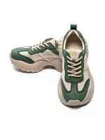 Pantofi Sport Dama din piele naturala 7109 GREEN-CREAM | FRANCO GERARDO