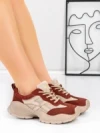 Pantofi Sport Dama din piele naturala 7109 RED-CREAM | FRANCO GERARDO