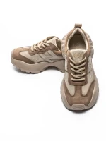 Pantofi Sport Dama din piele naturala 7109 KHAKI-CREAM | FRANCO GERARDO