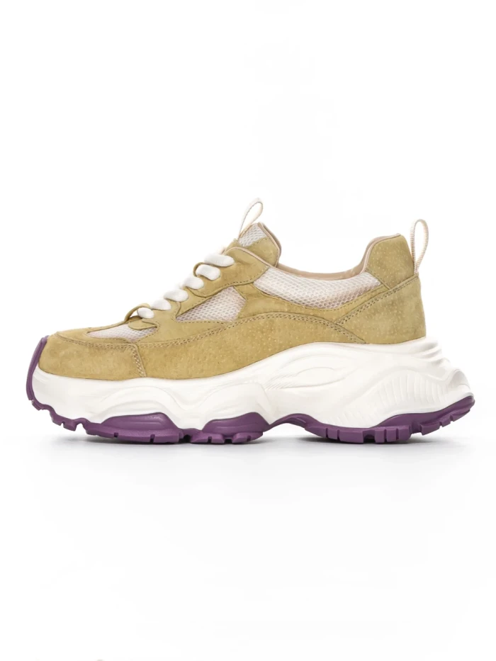 Pantofi Sport Dama din piele naturala HY1333 GREEN-CREAM | FRANCO GERARDO