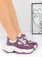 Pantofi Sport Dama din piele naturala HY1333 PURPLE-CREAM | FRANCO GERARDO