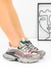 Pantofi Sport Dama din piele naturala Y5758-2 GREY-GREEN | FRANCO GERARDO